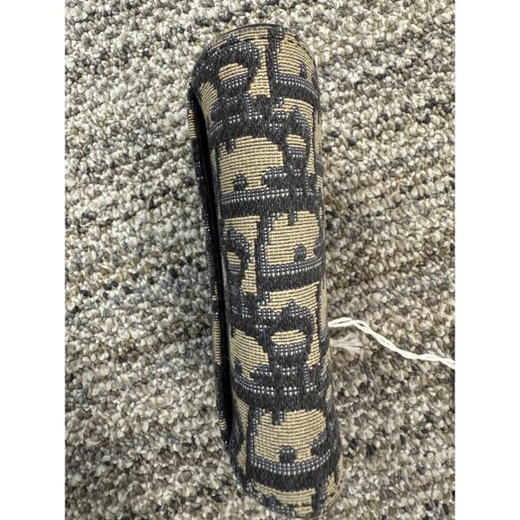 Christian Dior Canvas Oblique Saddle Wallet Navy/Beige Compact Design With Gold - Picture 10 of 10
